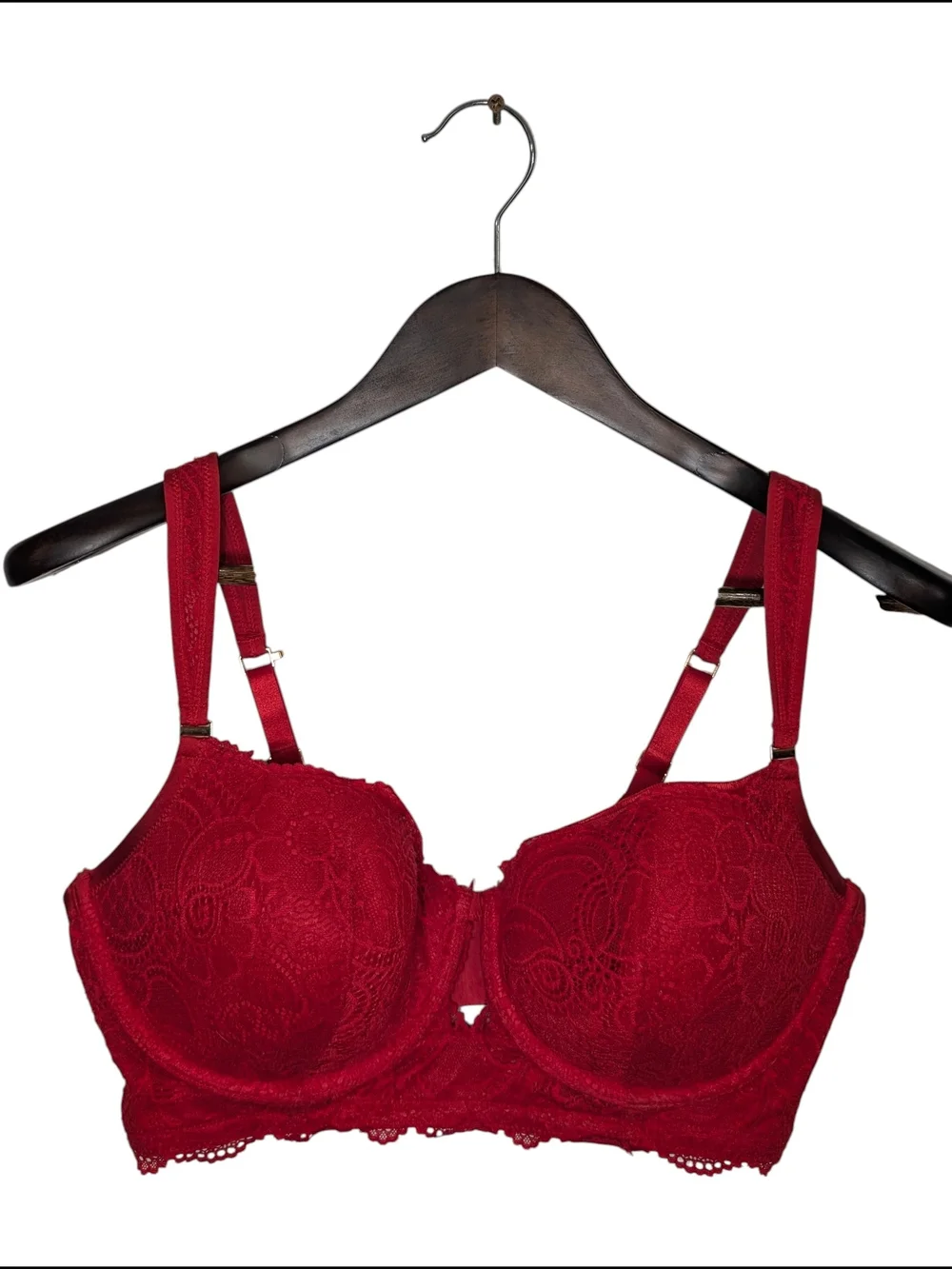 Aerie Balconette 38DD Red Lace Underwire Push Up Demi Bra Style 8353 Cross Back